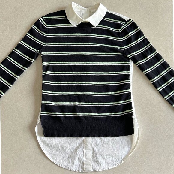 Veronica Beard Collared Button Back Striped Shirt Sweater ASO Spencer Hastings - Picture 5 of 11